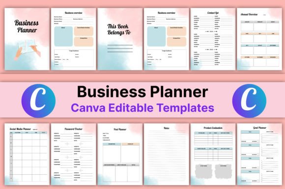 Download Editable Business Planner Canva Template - Premium Bundle