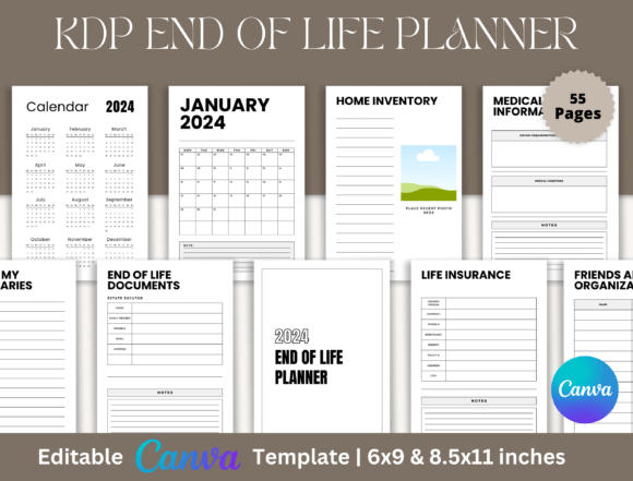 Download Canva End of Life Planner for KDP 2024 - Life planner Collection