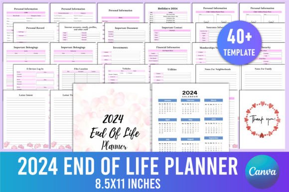 Download Editable 2024 End of Life Planner Canva - Life planner Collection