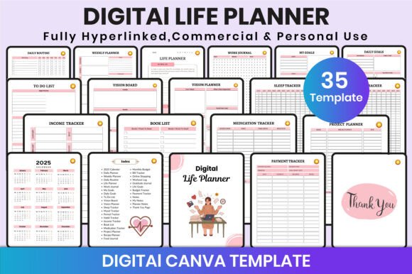 Download Digital Life Planner for Canva Interior - Life planner Collection
